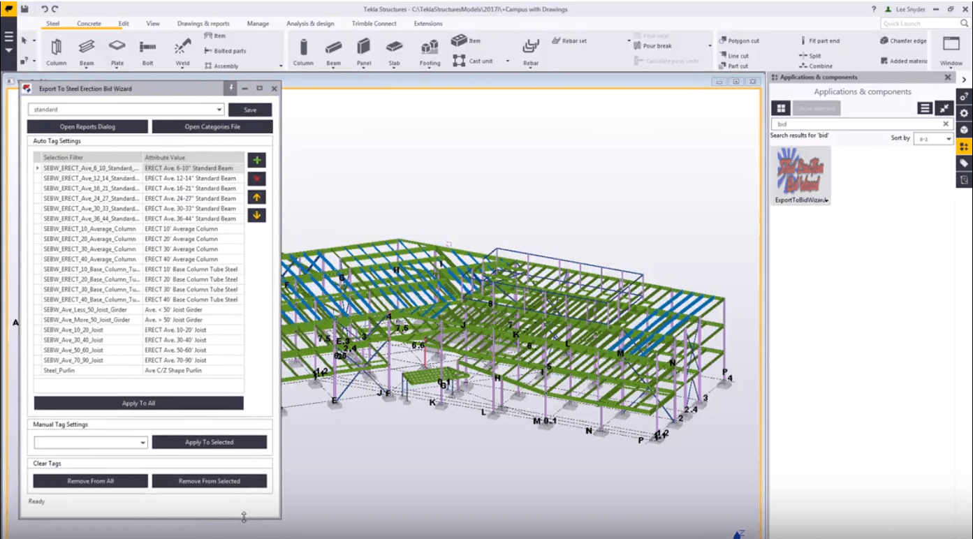 Tekla Structures Now Imports Into Steel Erection Bid Wizard